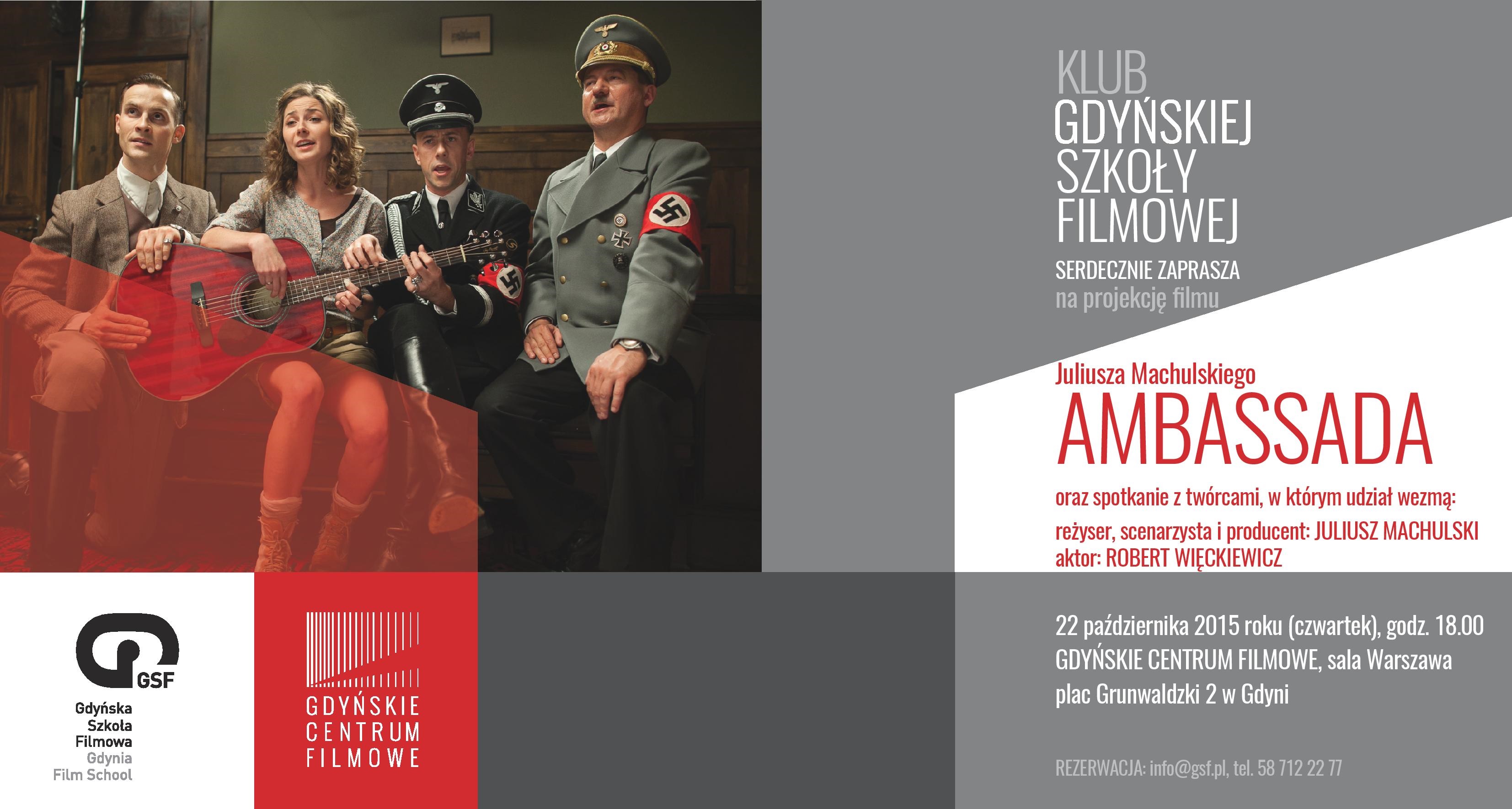 Ambassada Juliusza Machulskiego w Klubie Gdyńskiej Szkoły Filmowej 22 października godzina 18:00